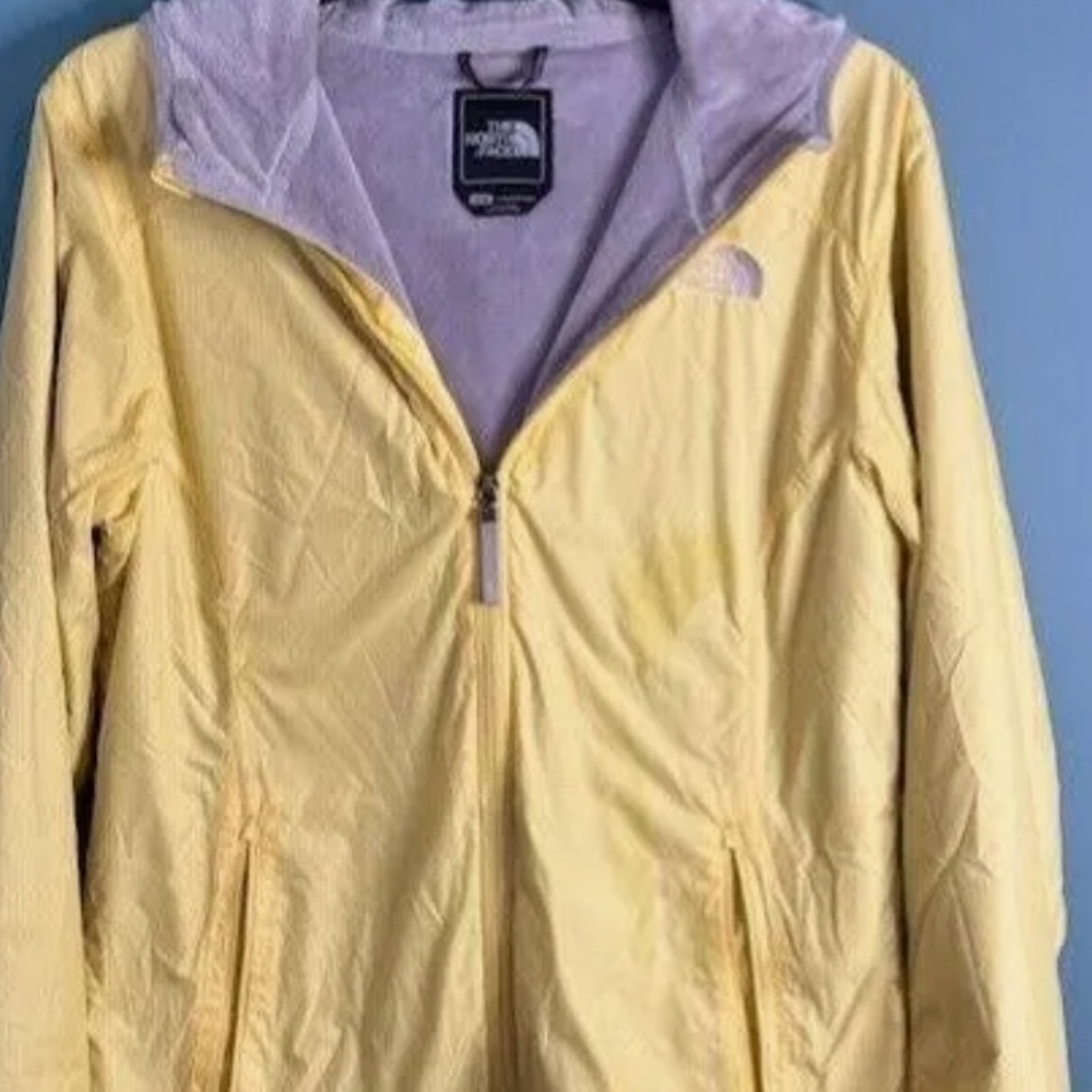 Medium Northface full zip woman’s hoodie jacket soft Yellow and grey